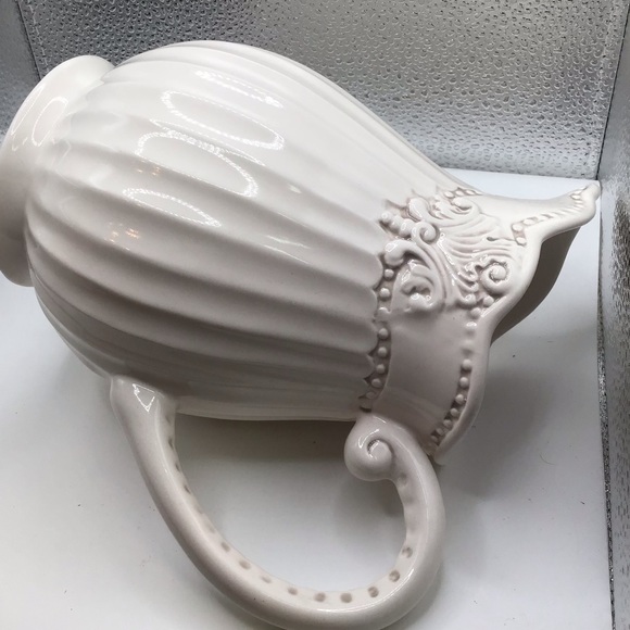 NWOT Beautiful Large Pitcher cream colored Ceramic Pitcher - 8” inches T… - Picture 3 of 3